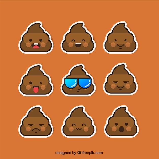 Vector funny poop sticker collection