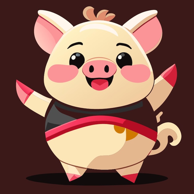 Vector funny pork full body no background vector illustration