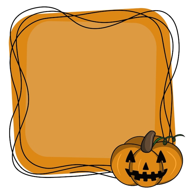 Vector funny pumpkin bright square halloween frame copy space vector cartoon