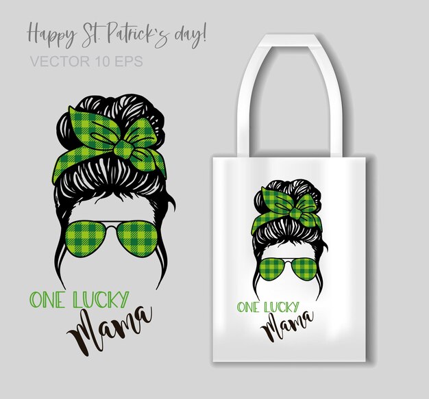 Funny quotes for st Patrick s day lettering One lucky Mama for Tshirts bags and other