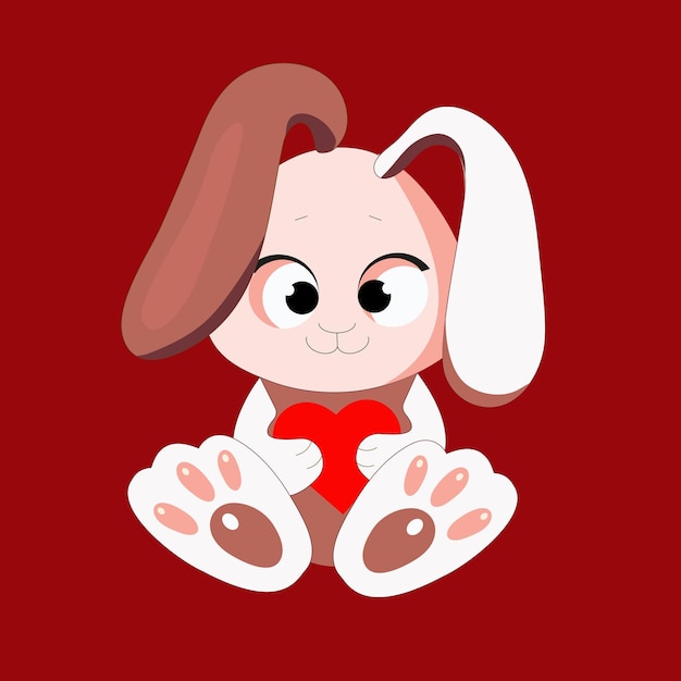 Funny rabbit with a heart. Vector illustration can be used as print or card