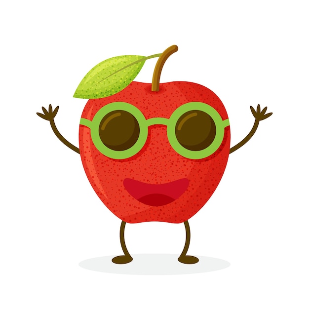 Vector funny red apple character mascot decoration element cartoon vector illustration isolated