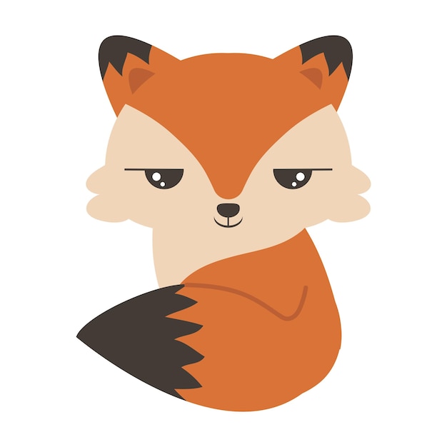 Funny red fox flat style cartoon