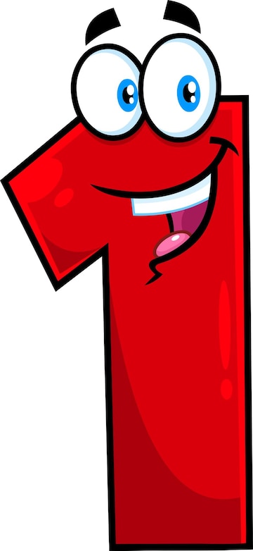 Premium Vector | Funny red number one 1 cartoon character. vector hand ...