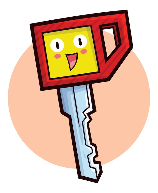Смешная иллюстрация талисмана красно-желтого ключа