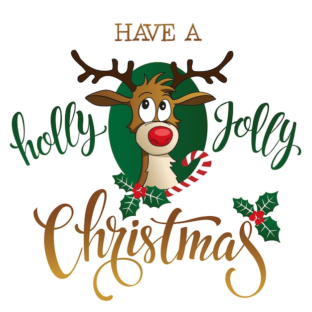 Funny reindeer on white background