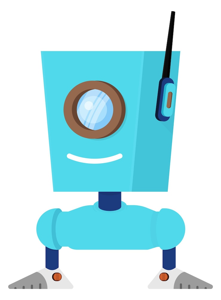 Vector funny robot cartoon game mascot kid toy