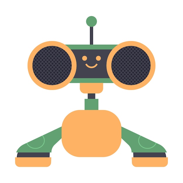 Забавный робот-векторный персонаж мультфильма на белом фоне