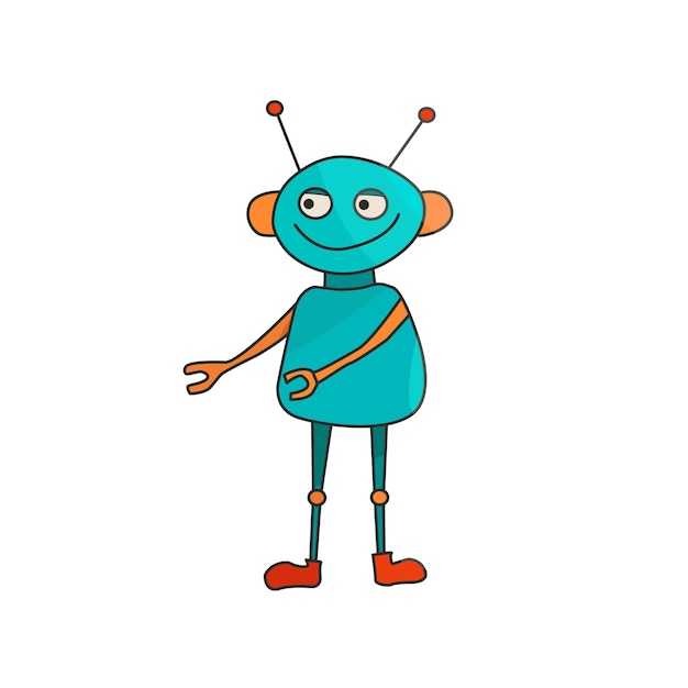 A funny robot with antennas on its head in a cartoon style Isolated vector image