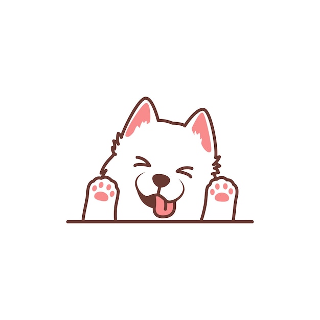 Funny samoyed puppy cartoon vector illustration