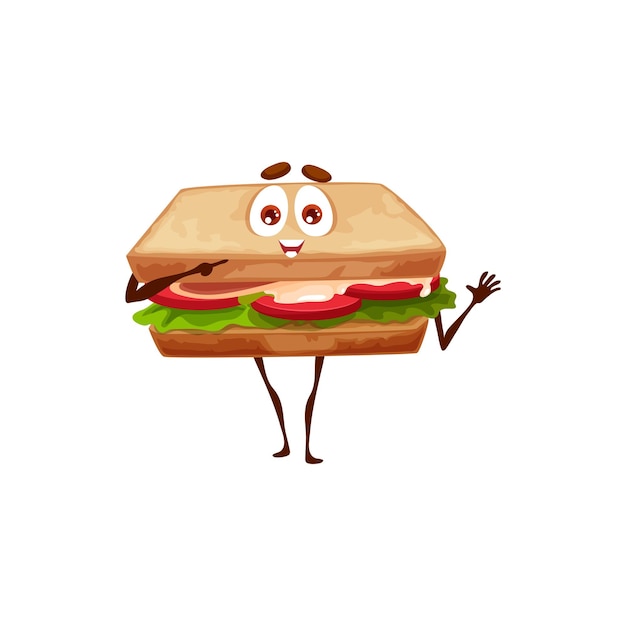 Funny sandwich character with smile food emoticon