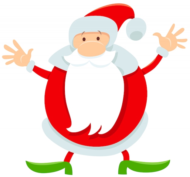 Funny Santa Claus cartoon character with cane