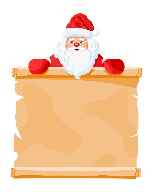 Vector funny santa claus character greeting.