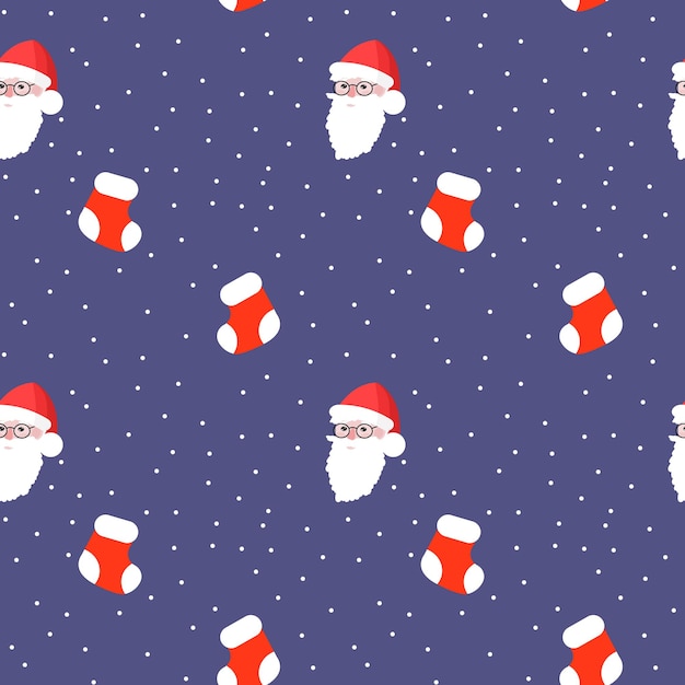 Funny Santa Clause vector seamless pattern Christmas New Year Xmas endless background