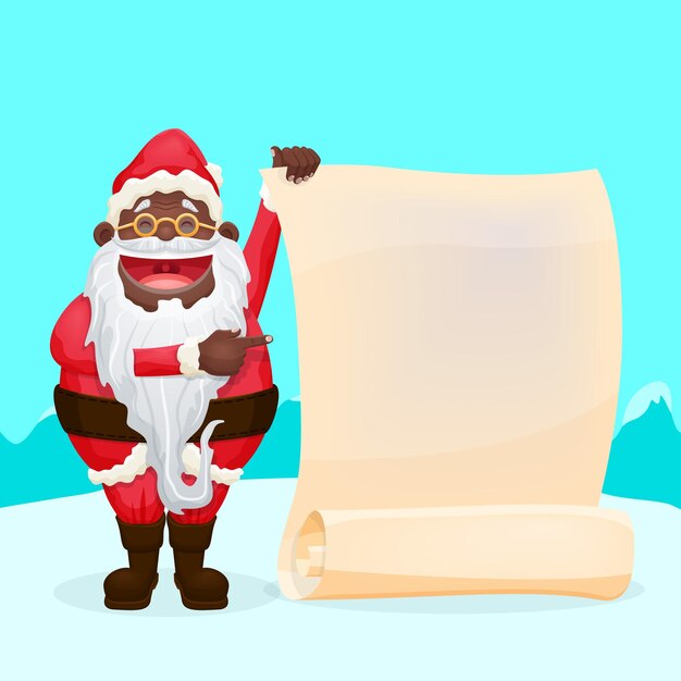 Funny santa holding blank scroll