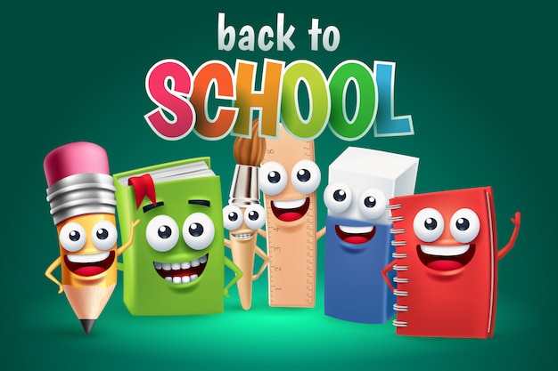 Vector funny school supply cartoon character, back to school concept