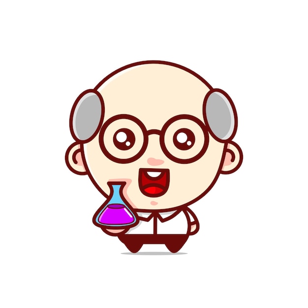 Funny scientist grandfather character kawaii designs