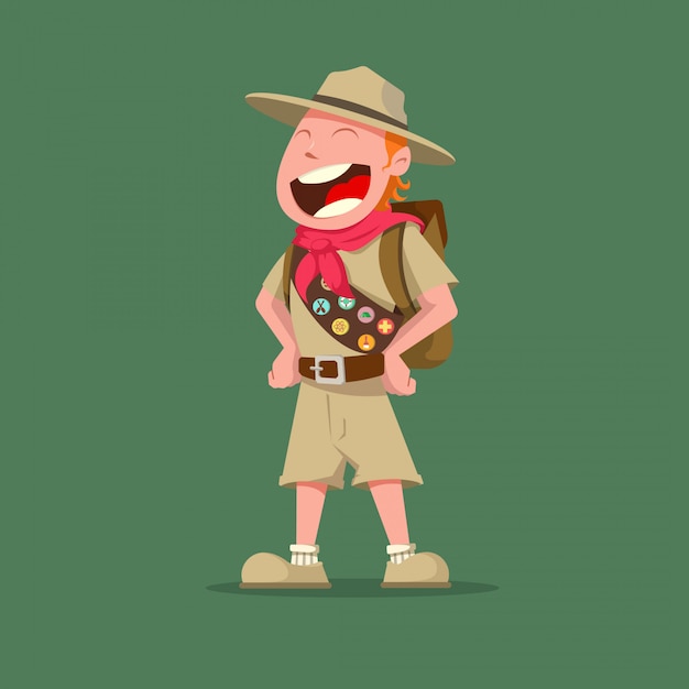 Funny scout boy with badges