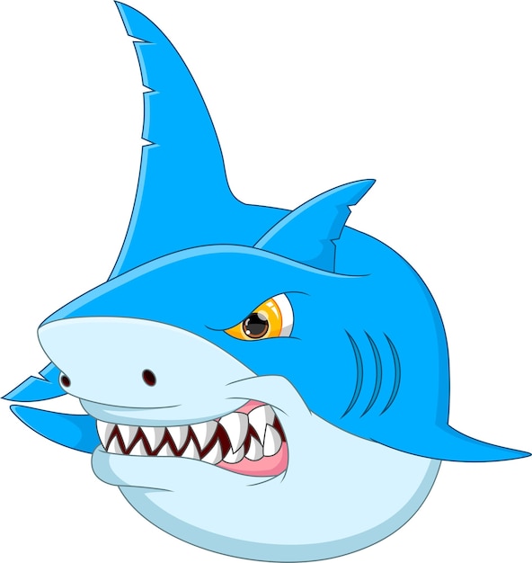 funny shark cartoon isolated on white background