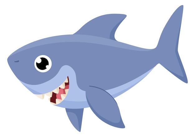 Vector funny shark cartoon underwater animal marine fauna