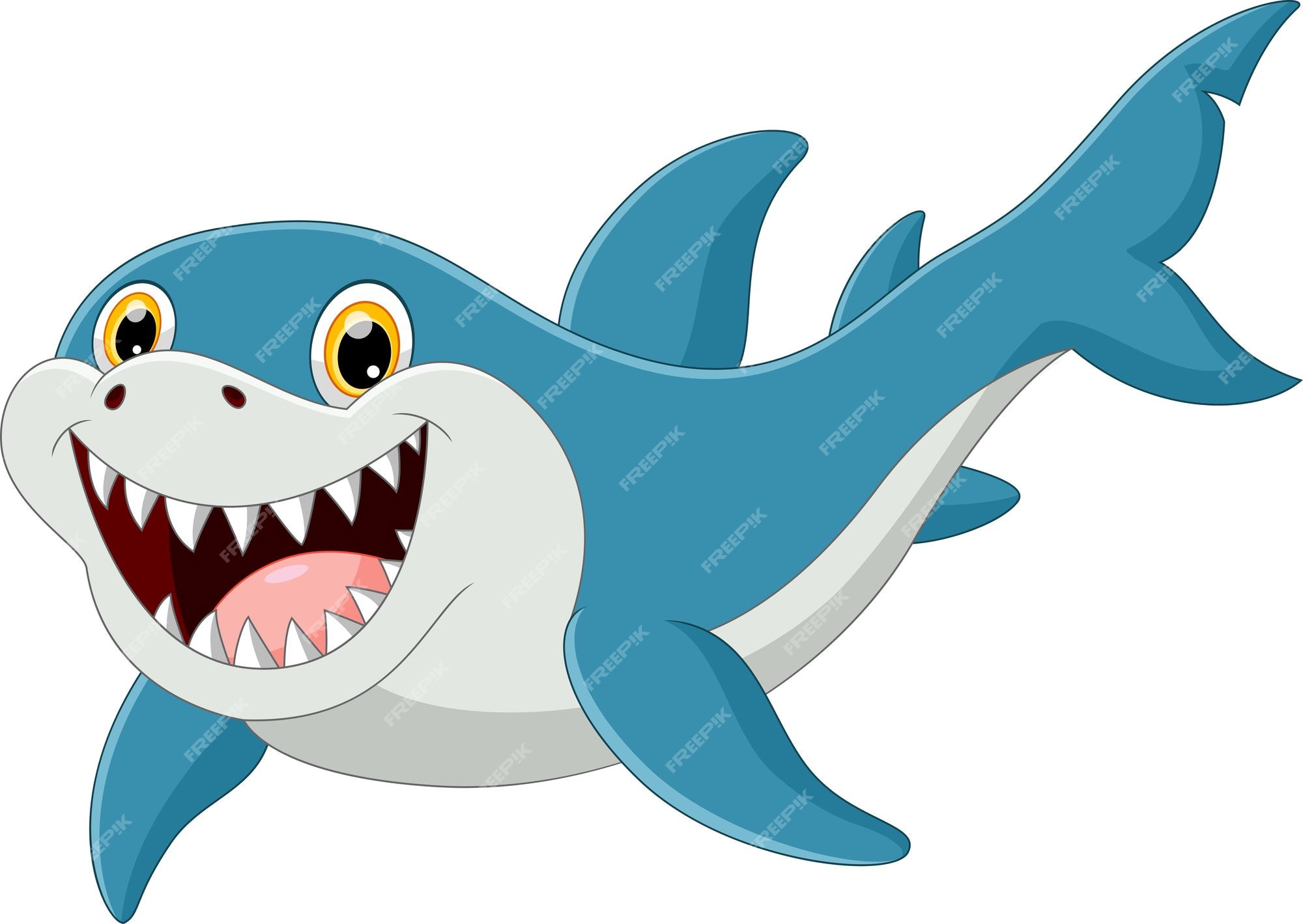Premium Vector | Funny shark pose with smile