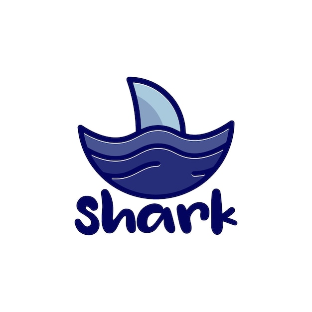 面白いサメ水中ロゴ ライン アート シンプル、t シャツ プリント