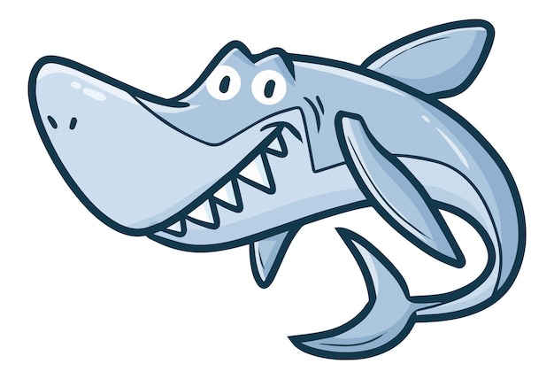 Premium Vector | Funny shark with big teeth cartoon illustration