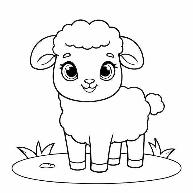 Vector funny sheep drawing for children page