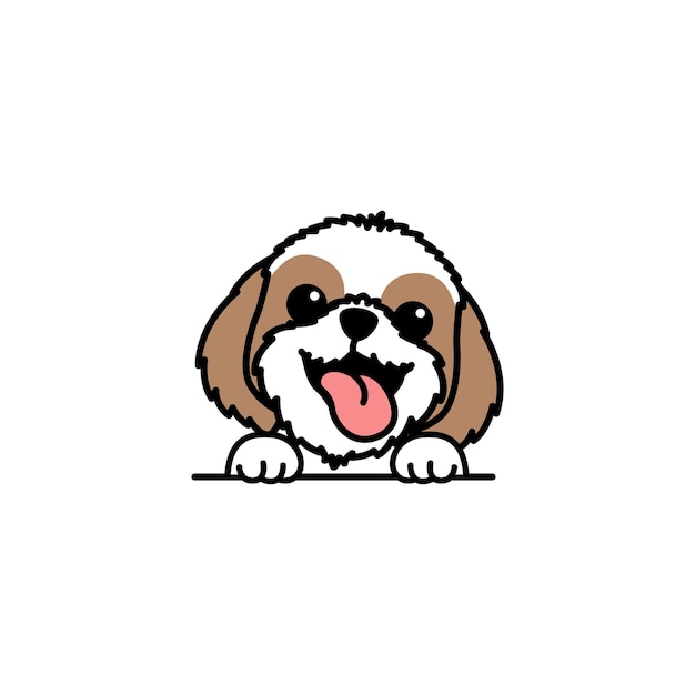 Vector funny shih tzu dog cartoon vector illustration