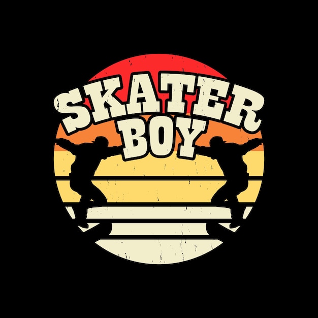 Vector funny skateboard skater retro vintage tshirt design