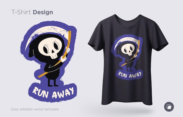 Funny skeleton print on tshirts sweatshirts and souvenirs vector illustration