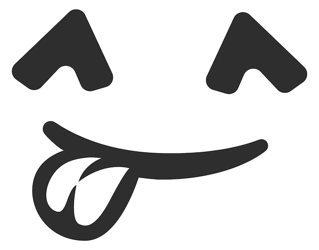 Funny smile black playful face expression stencil isolated on white background