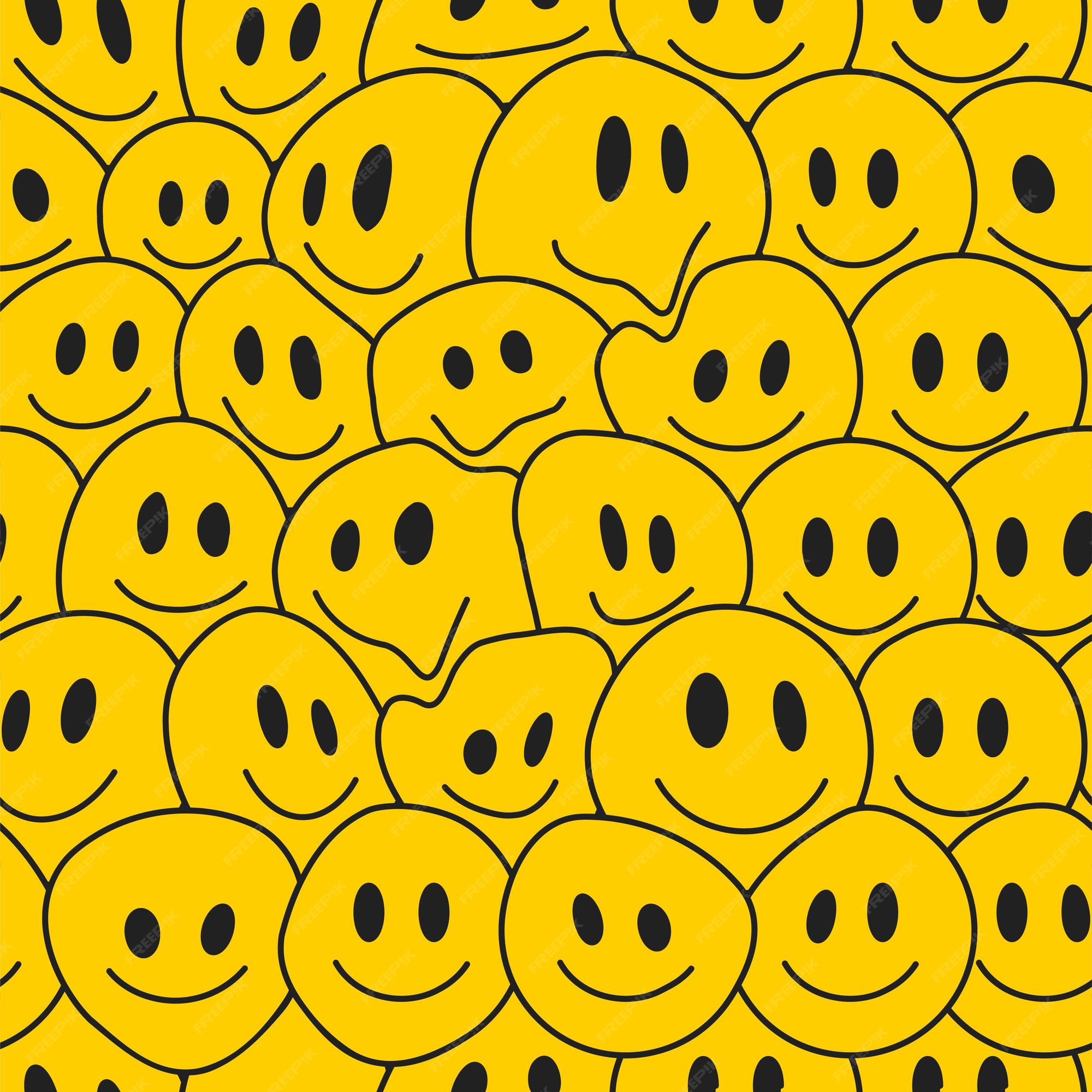 Premium Vector | Funny smile crazy cute face seamless pattern ...