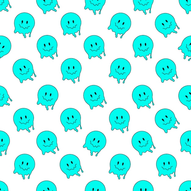 Blue Smiley Faces Fabric Wallpaper and Home Decor  Spoonflower