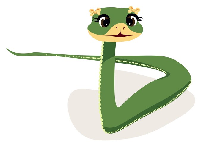 Vector funny snake character isolated on white background
