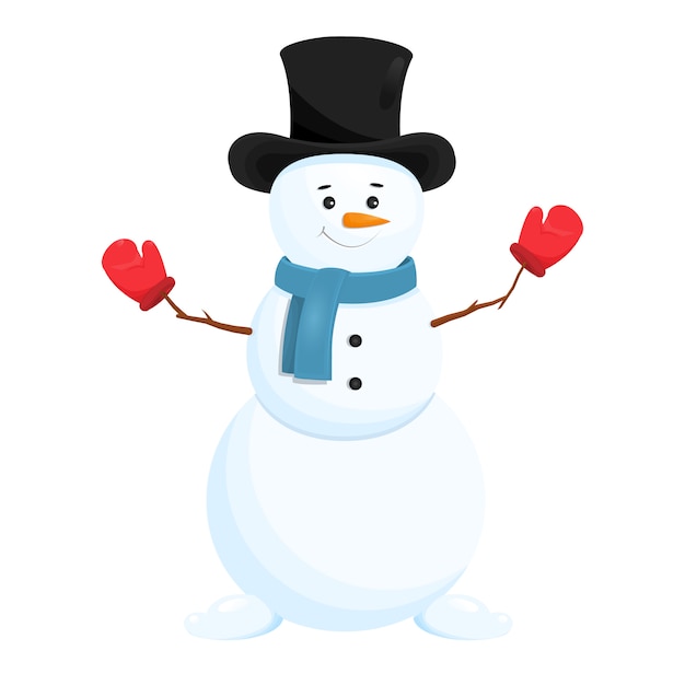 Funny snowman in hat. isolated