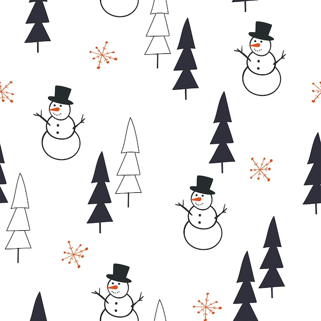 Funny snowmen. christmas pattern.