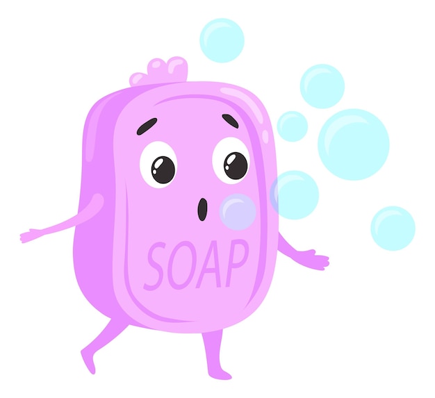 Vector funny soap character personal hygiene cartoon mascot
