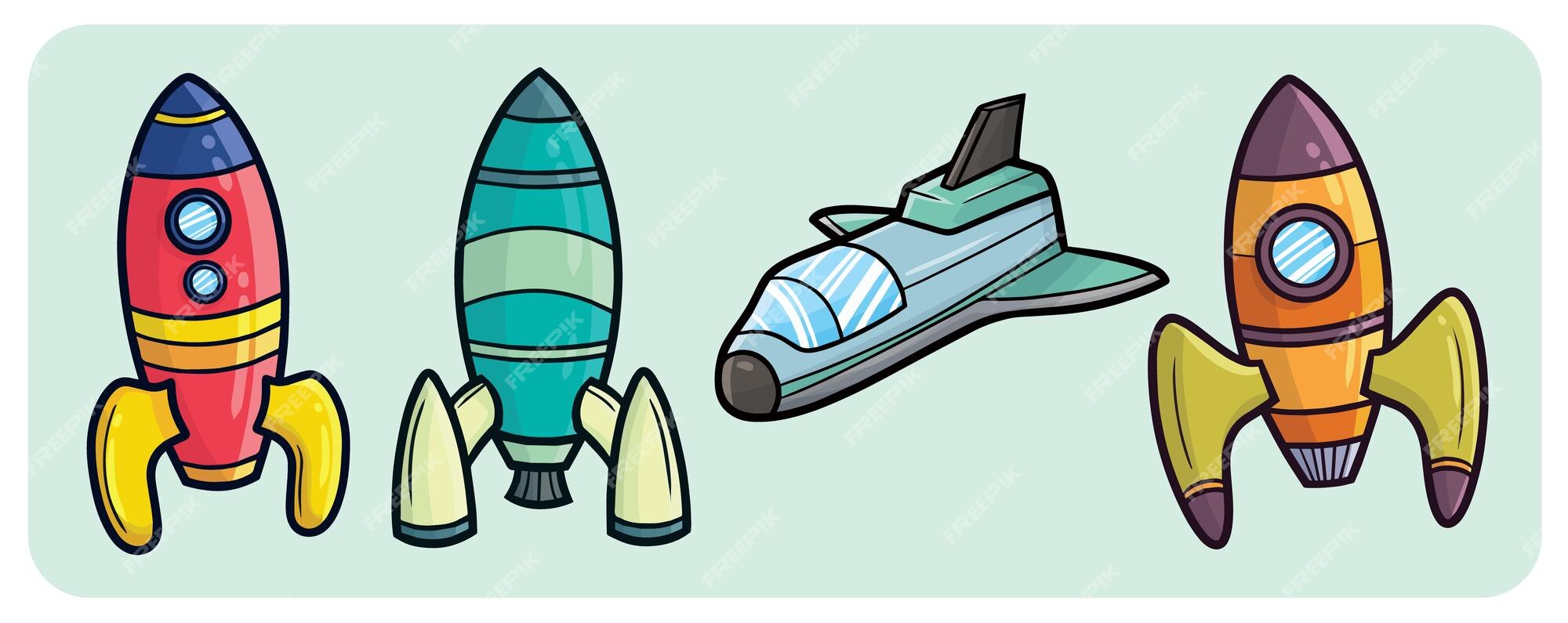 Premium Vector | Funny space rocket cartoon illustrations