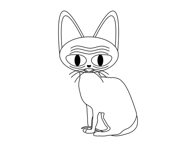 웃긴 스핑크스 고양이 그림 검은색과  ⁇ 색