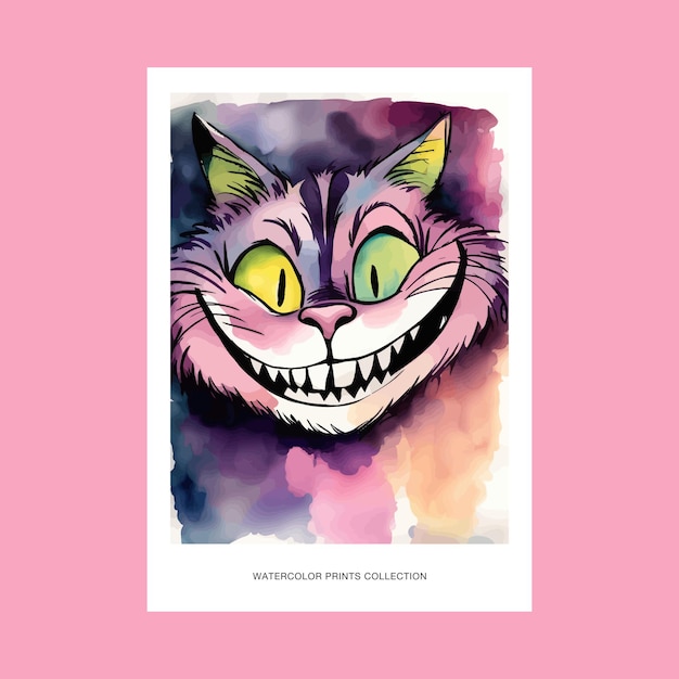 Funny spooky smiling cat vector wall art