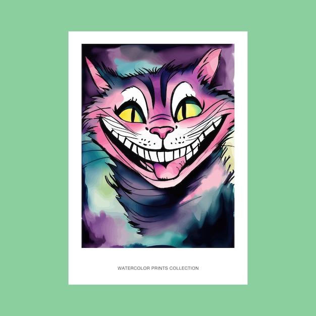 Vector funny spooky smiling cat vector wall art