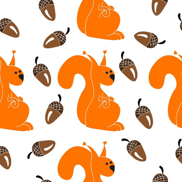 흰색 바탕에 arcon 원활한 패턴으로 재미 있는 다람쥐