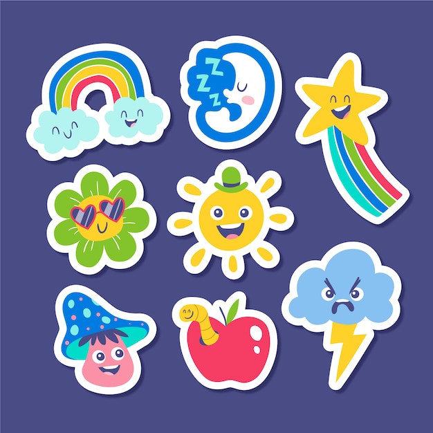 Funny stickers collection of weather