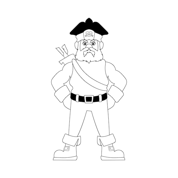 Funny and strict man pirate Guy in a pirate costume Coloring style