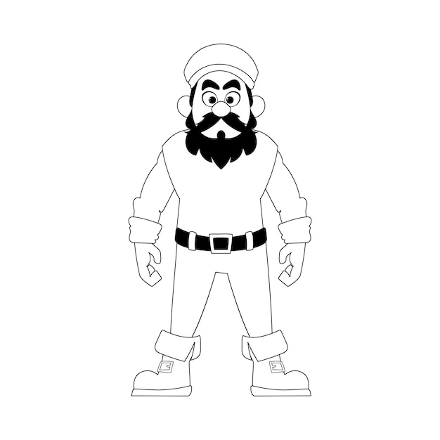 Funny and strict man pirate Guy in a pirate costume Coloring style