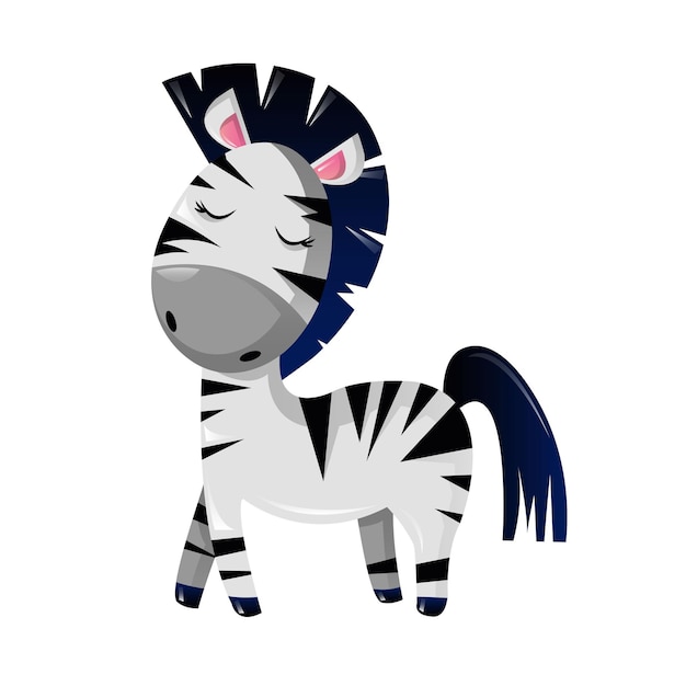 Vector funny striped african cartoon zebra modern wild animals from zoo