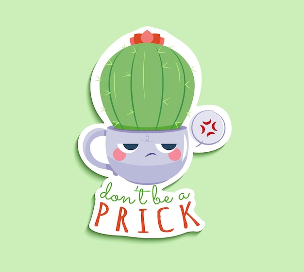 Vector funny succulent cartoon stickers set for journal template