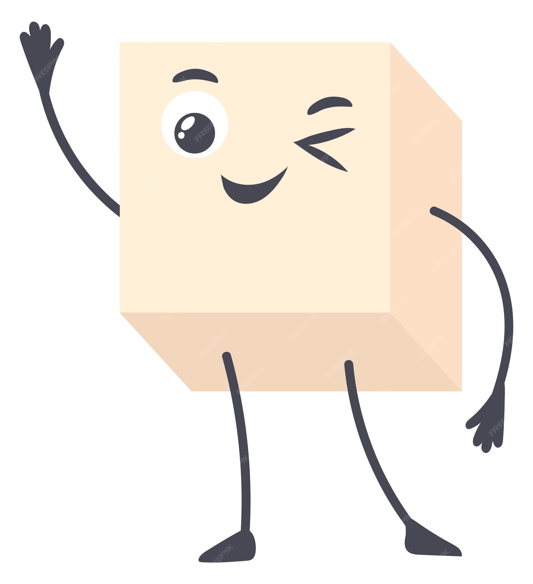 Premium Vector | Funny sugar cube cartoon mascot waving hand Premium Vector | Funny sugar cube cartoon mascot waving hand