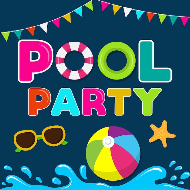 Premium Vector  Funny summer banner. pool party